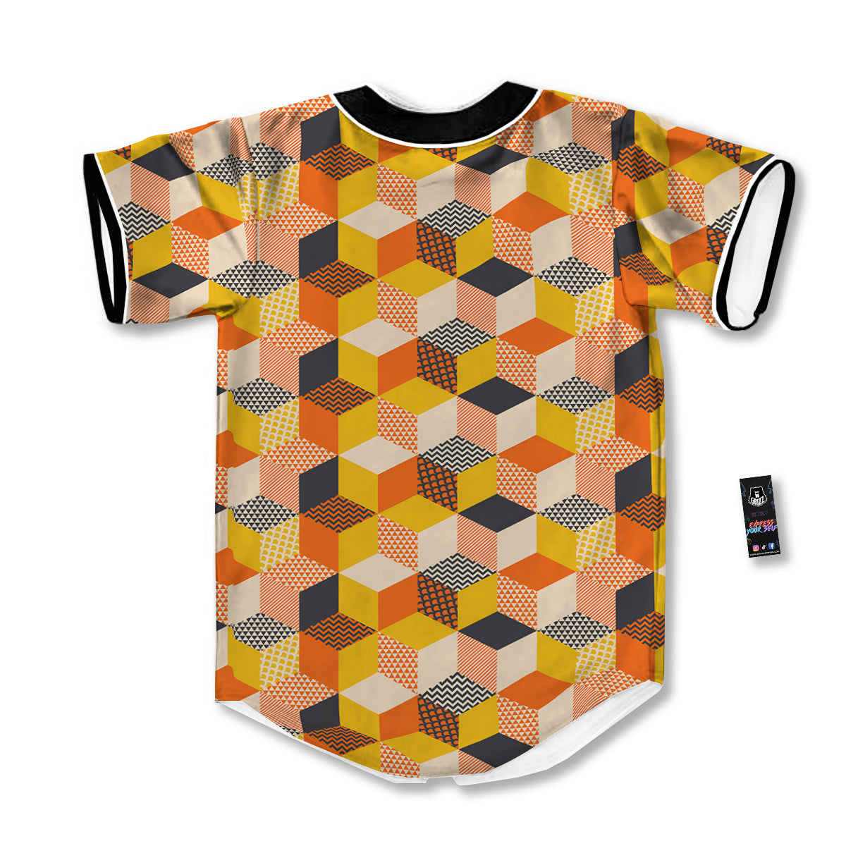 Geometric 60s Print Pattern Baseball Jersey-grizzshop