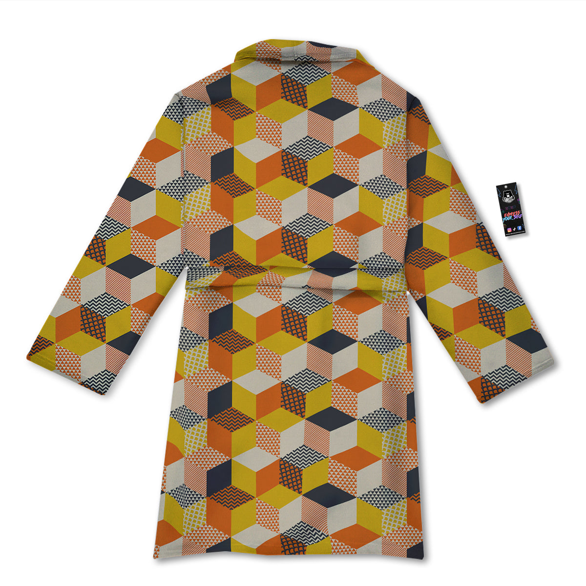 Geometric 60s Print Pattern Bathrobe-grizzshop