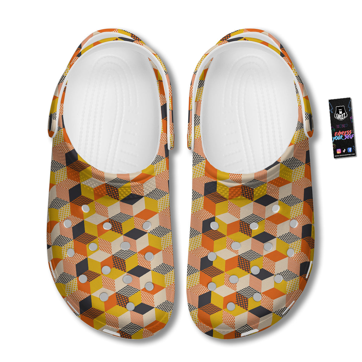 Geometric 60s Print Pattern Clog-grizzshop
