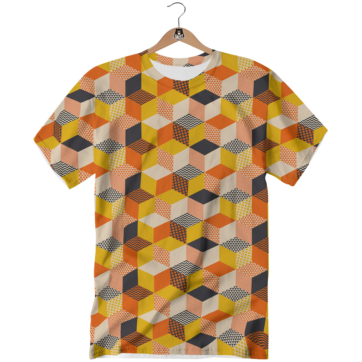 Geometric 60s Print Pattern T-Shirt-grizzshop