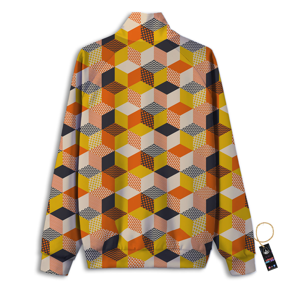 Geometric 60s Print Pattern Track Jacket-grizzshop