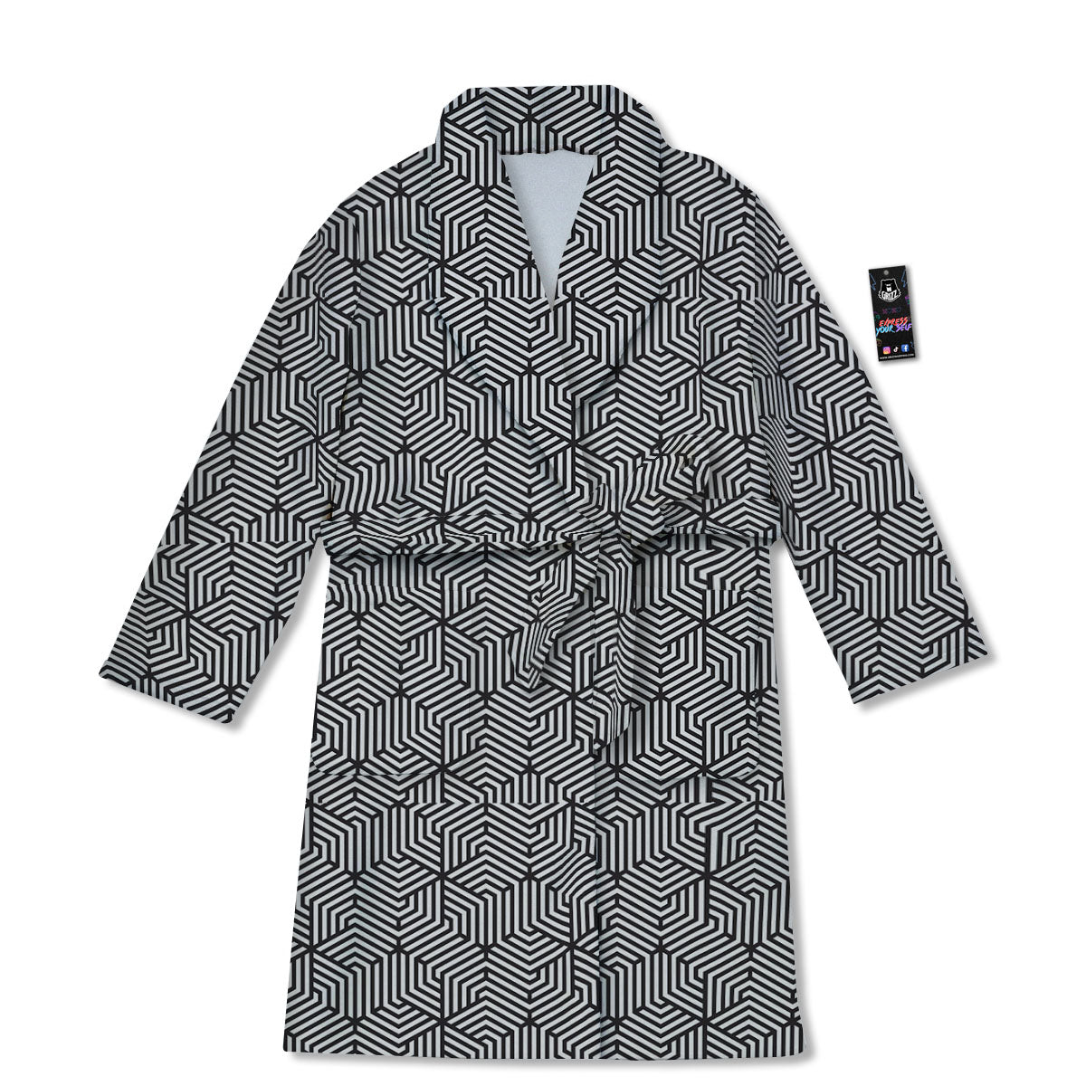 Geometric Abstract Polygonal Print Bathrobe-grizzshop
