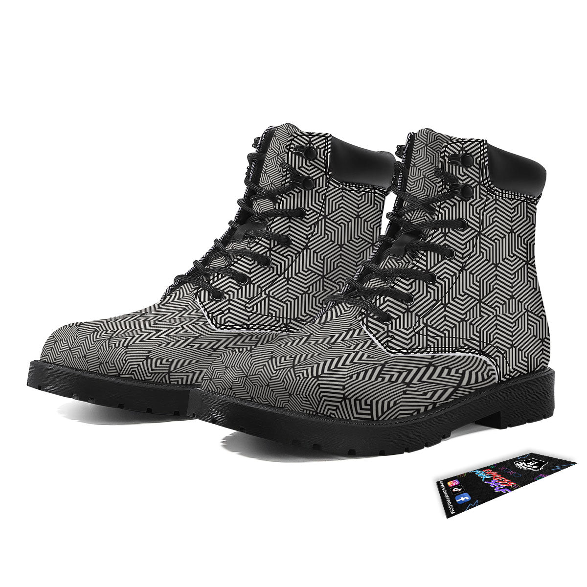 Geometric Abstract Polygonal Print Boots-grizzshop