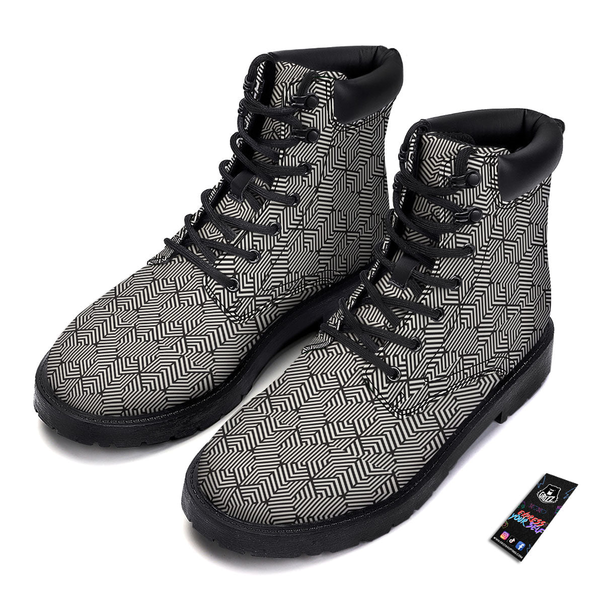 Geometric Abstract Polygonal Print Boots-grizzshop