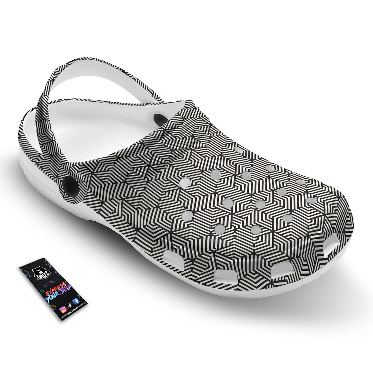 Geometric Abstract Polygonal Print Clog-grizzshop