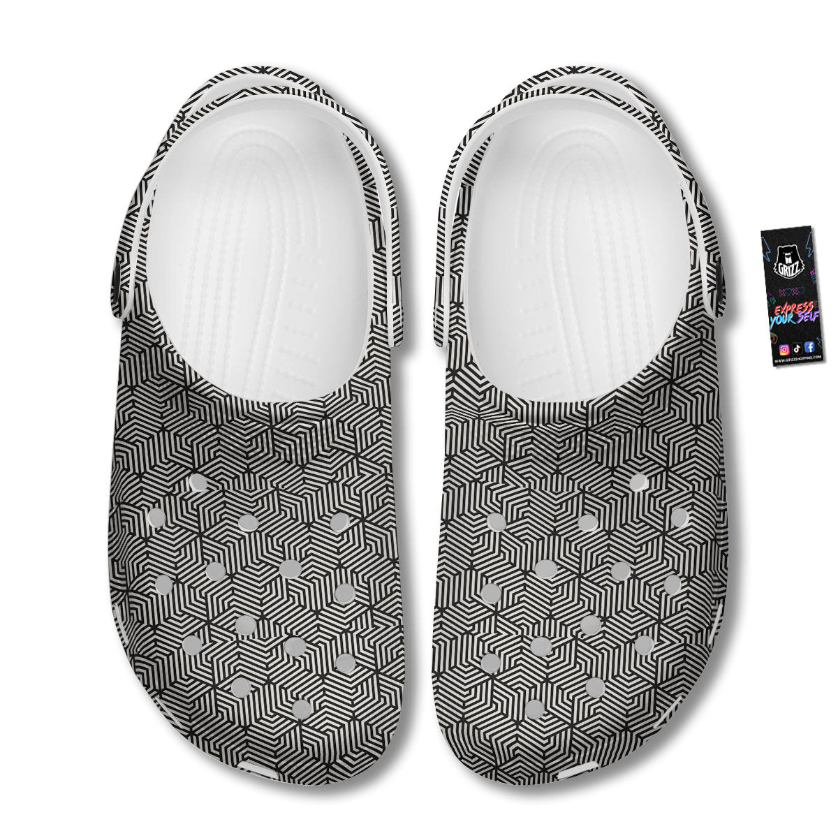 Geometric Abstract Polygonal Print Clog-grizzshop