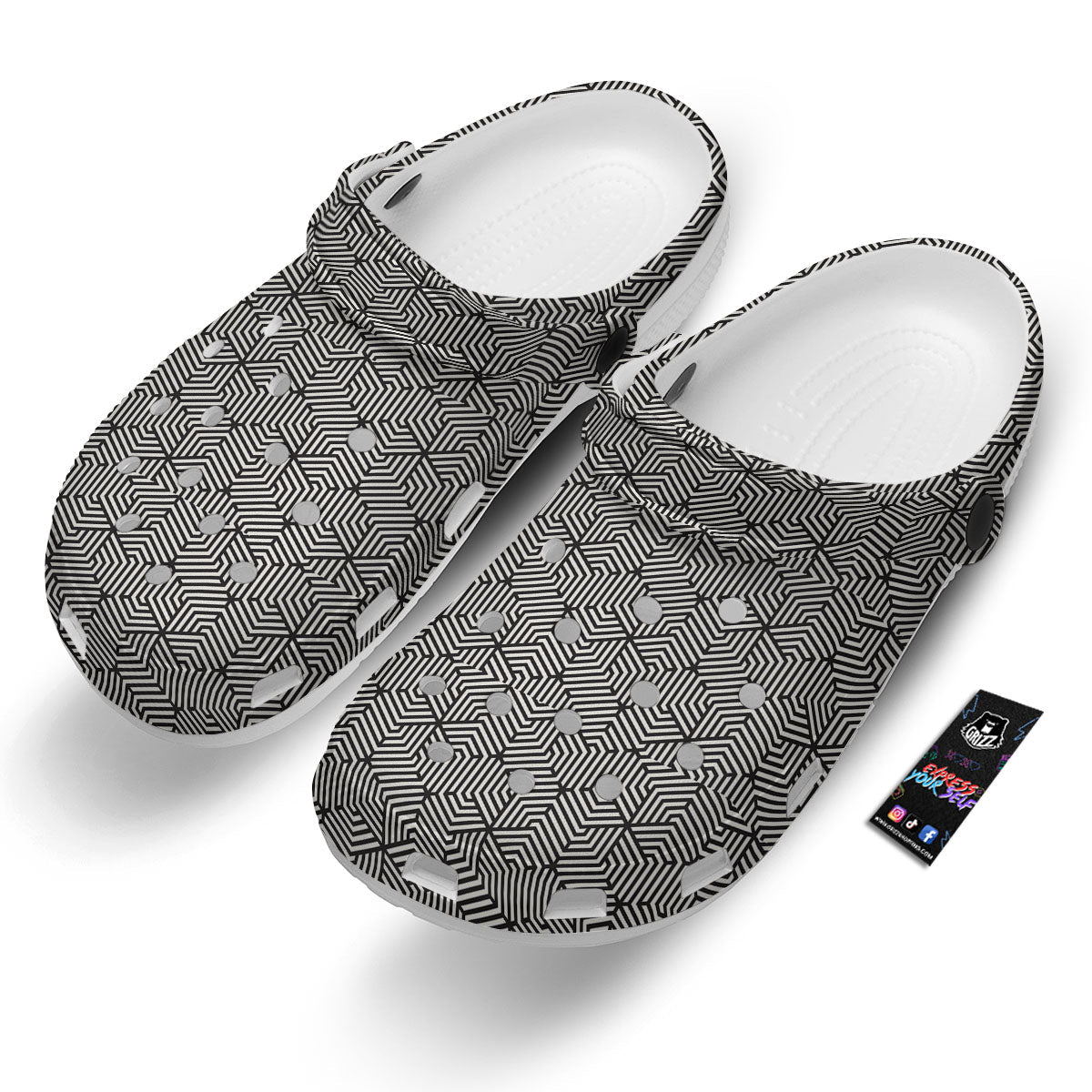 Geometric Abstract Polygonal Print Clog-grizzshop
