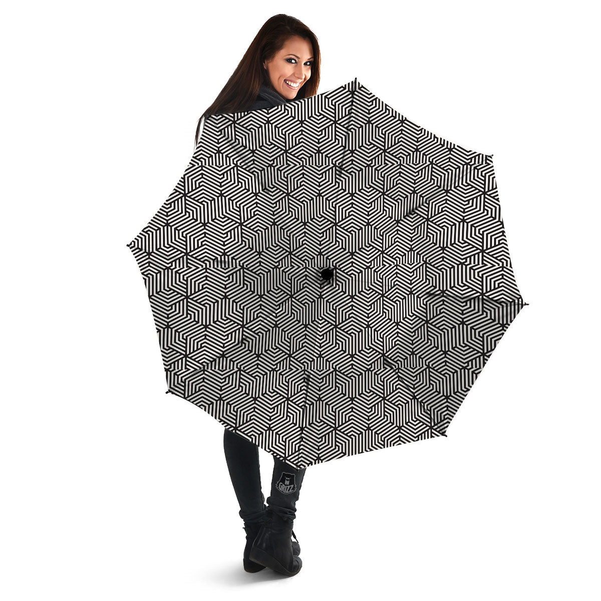 Geometric Abstract Polygonal Print Umbrella-grizzshop