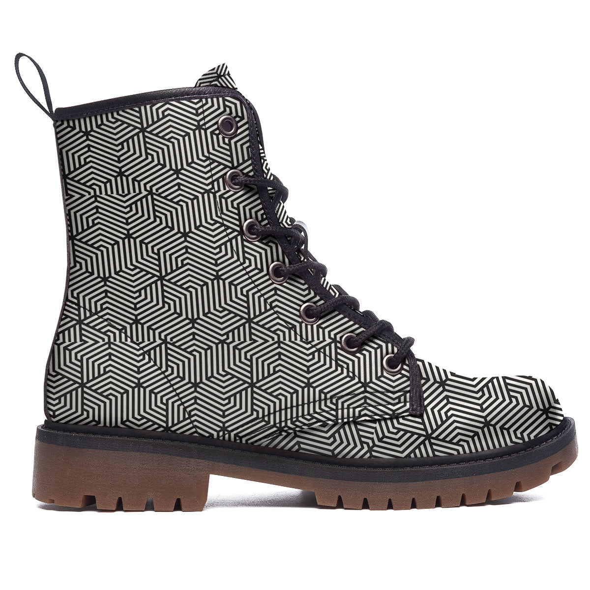 Geometric Abstract Polygonal Print Work Boots-grizzshop