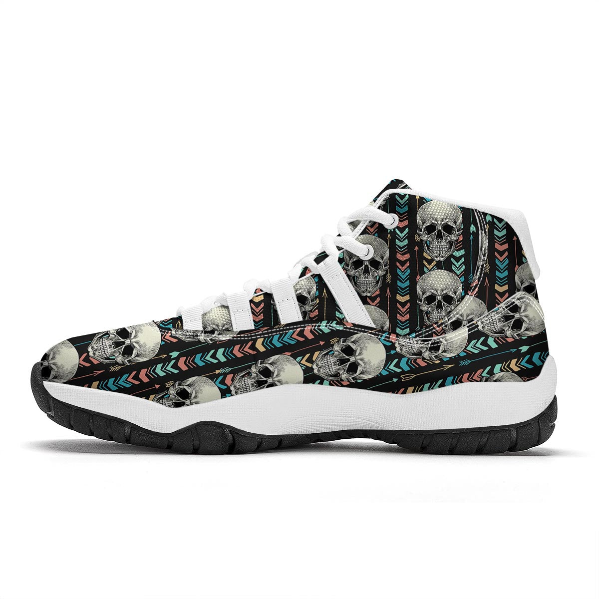 Geometric Arrow Skull White Bball Shoes-grizzshop