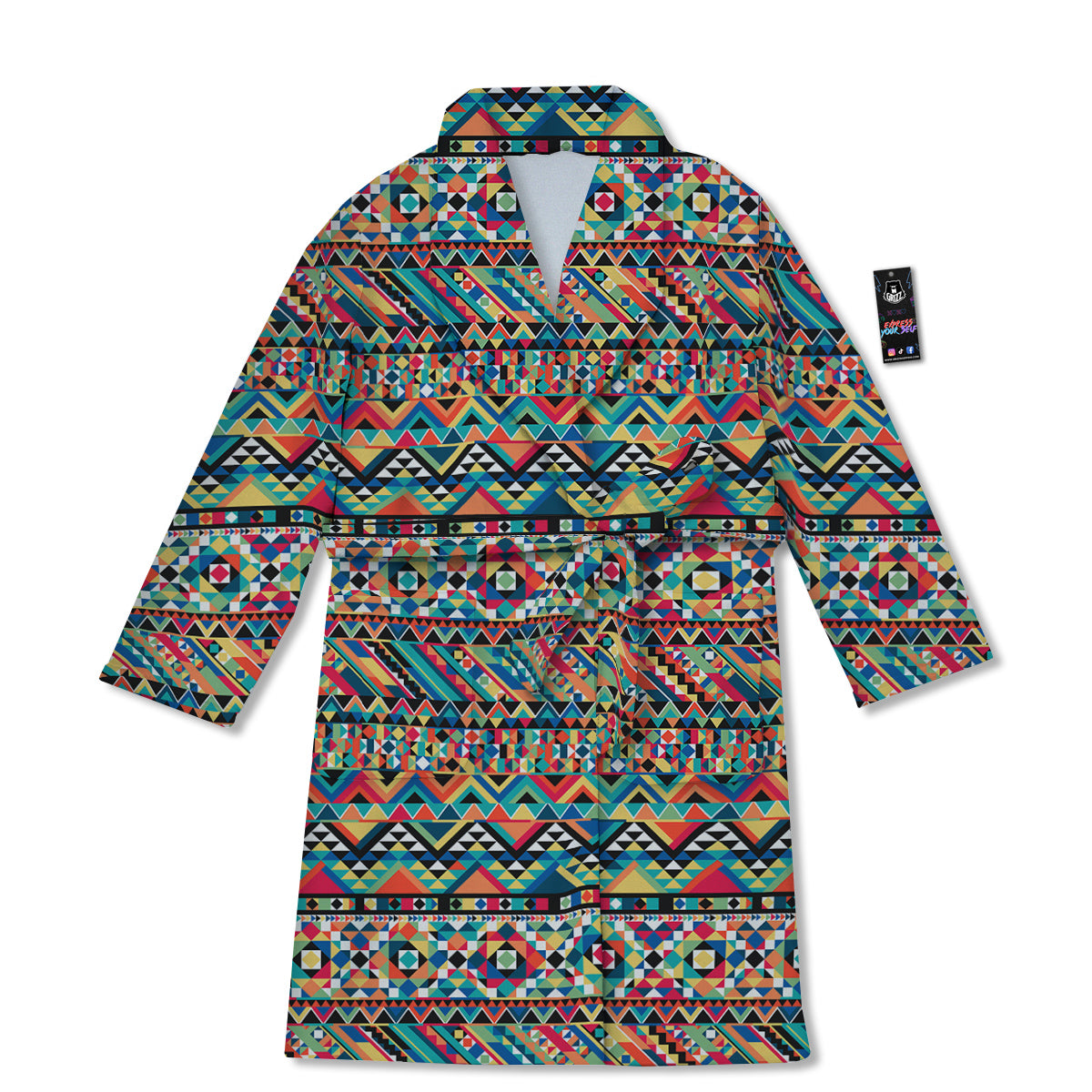 Geometric Aztec Colorful Print Pattern Bathrobe-grizzshop
