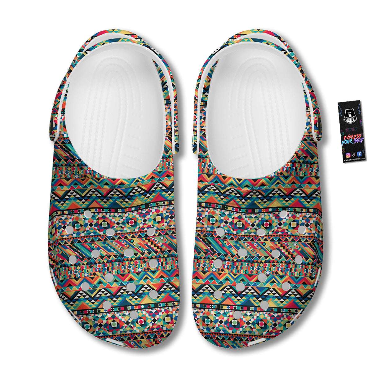 Geometric Aztec Colorful Print Pattern Clog-grizzshop