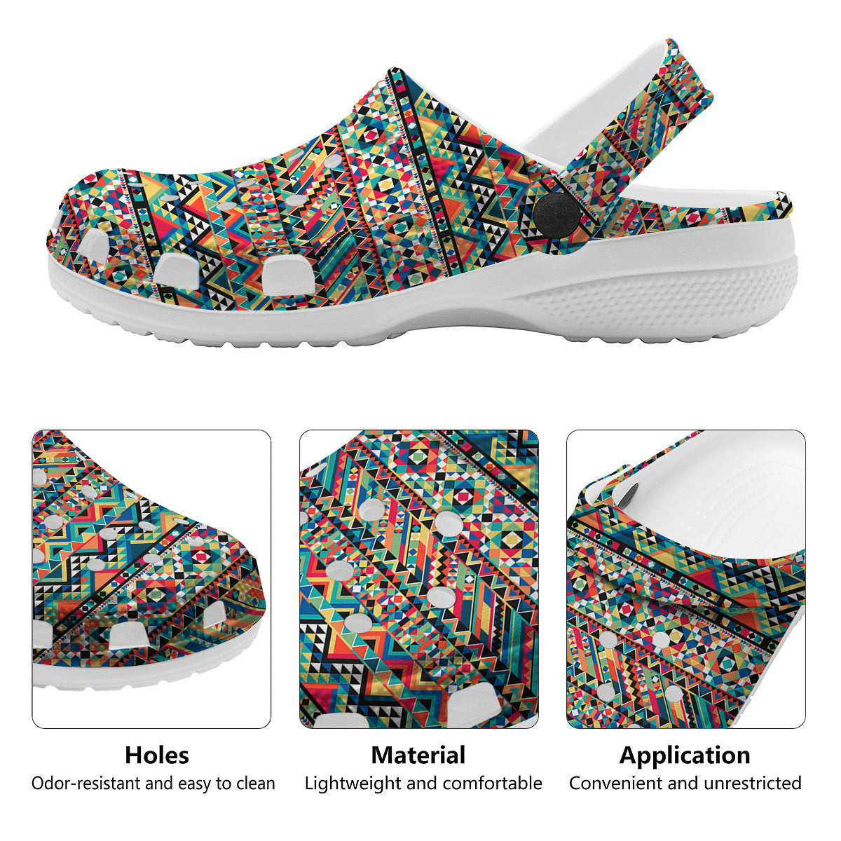 Geometric Aztec Colorful Print Pattern Clog-grizzshop