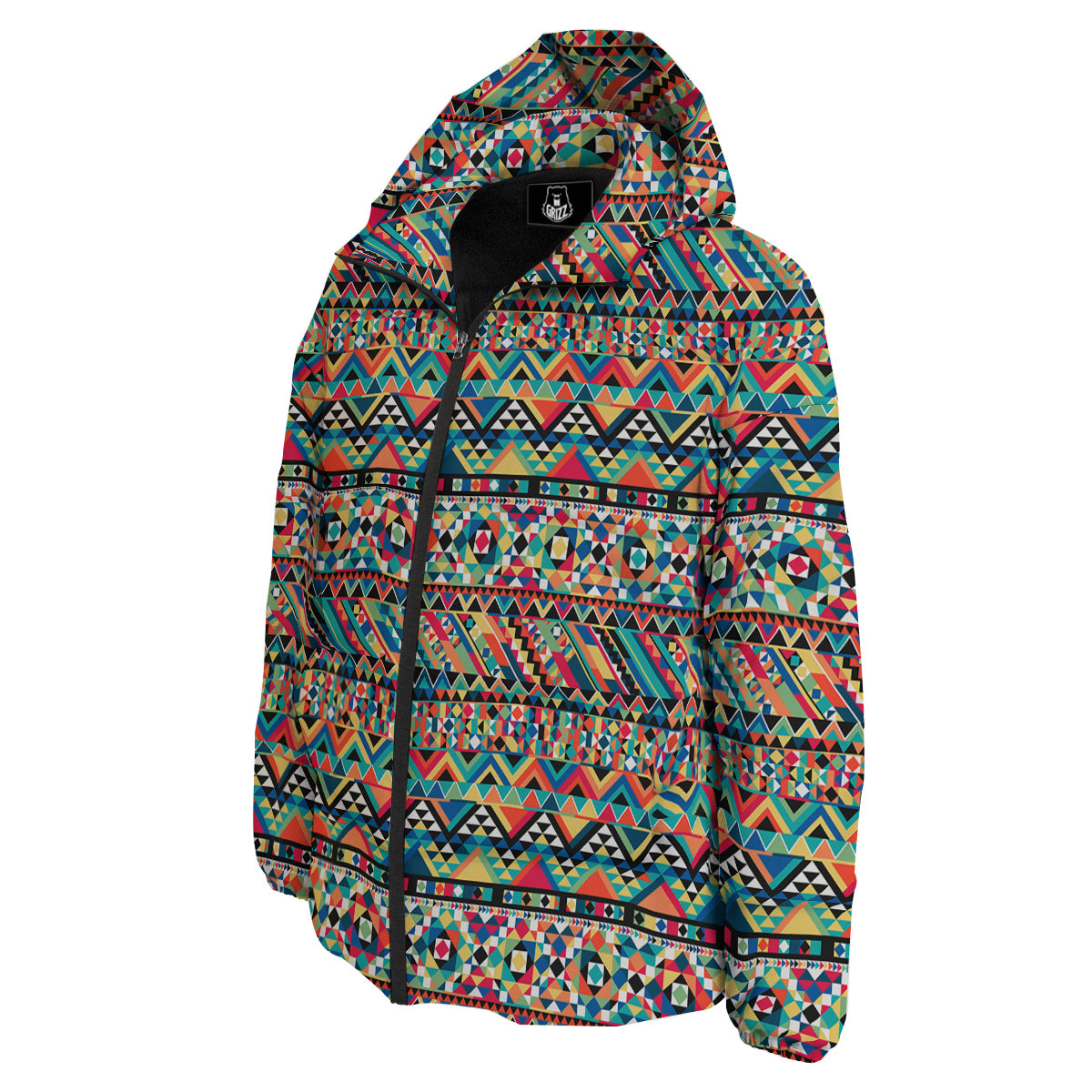 Geometric Aztec Colorful Print Pattern Down Jacket-grizzshop