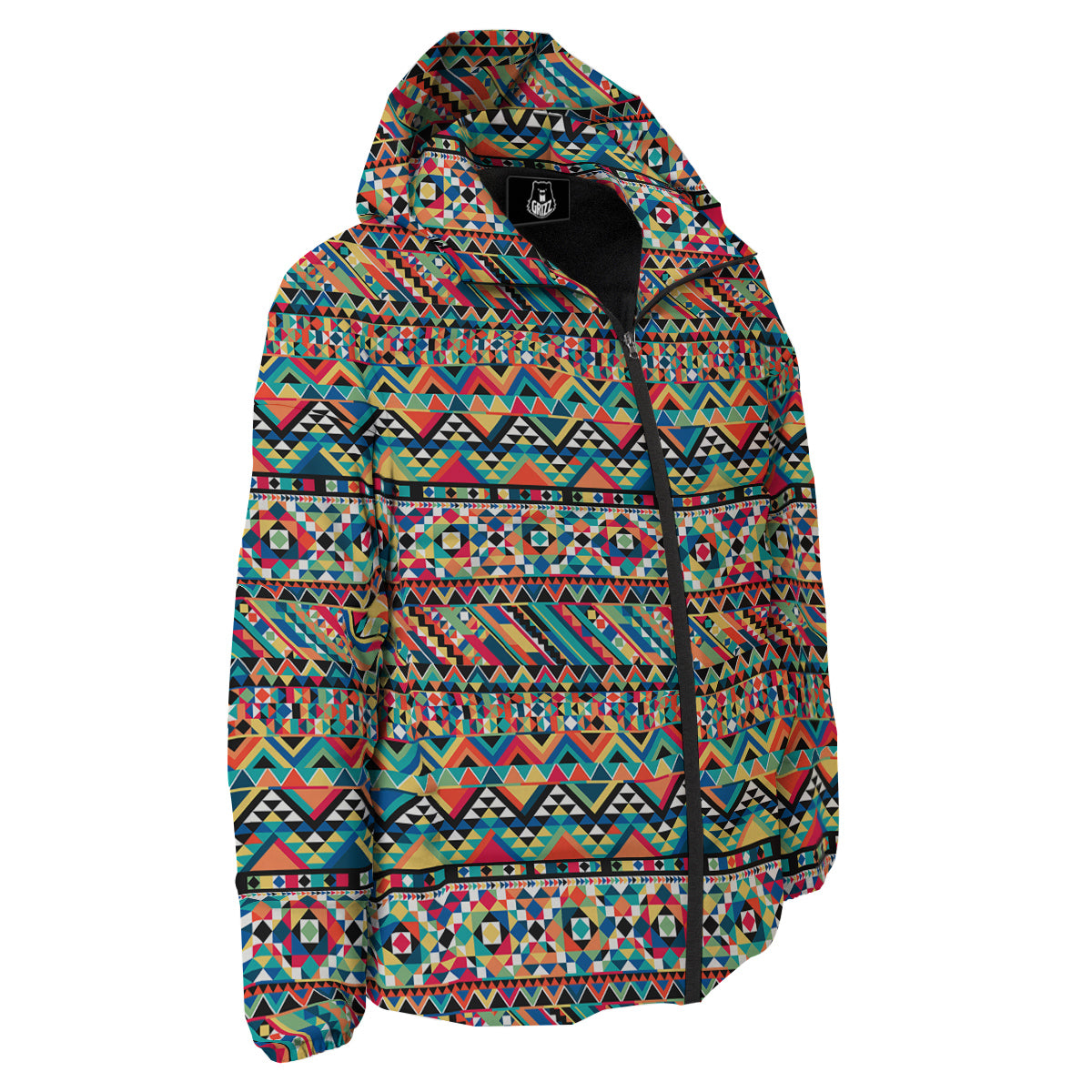 Geometric Aztec Colorful Print Pattern Down Jacket-grizzshop