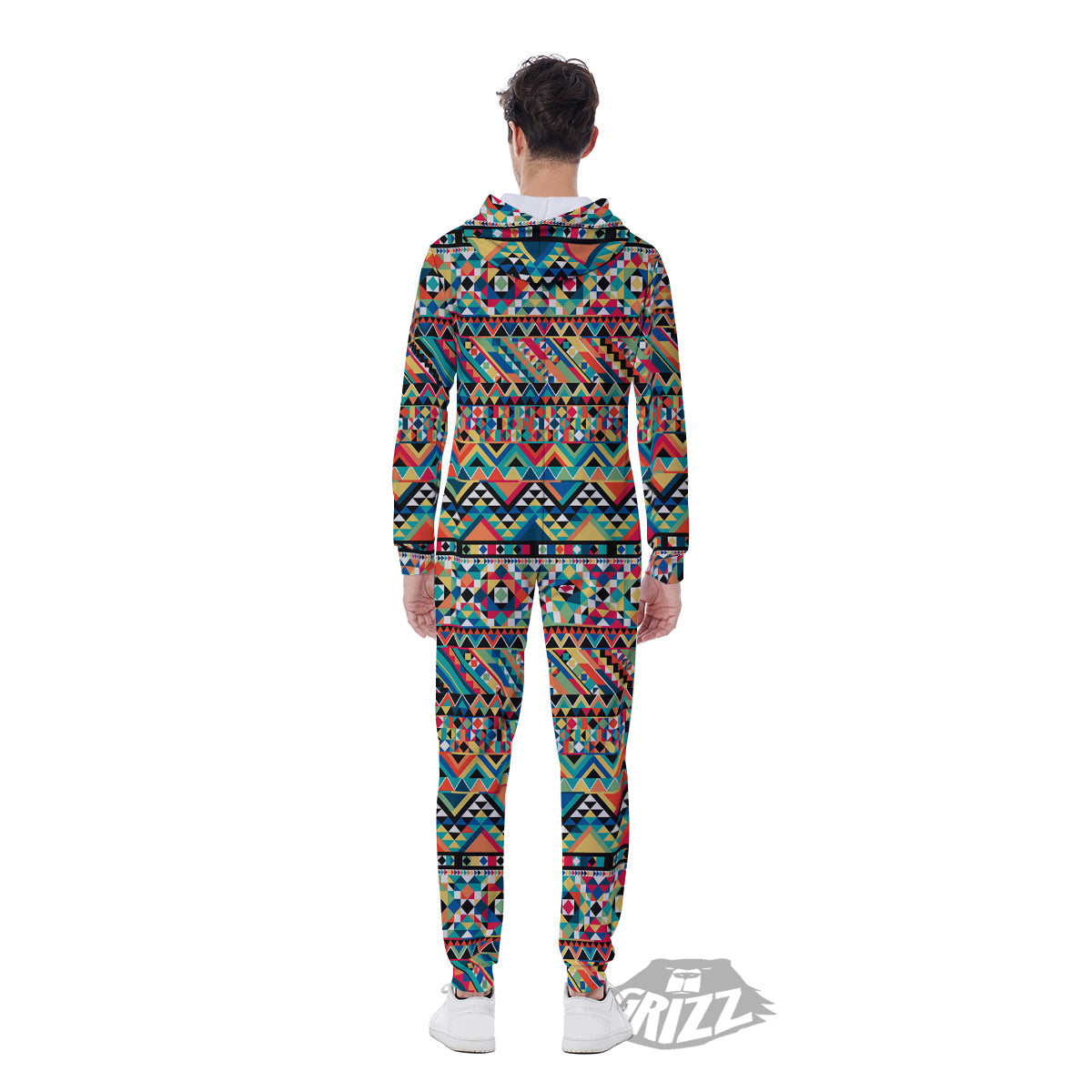 Geometric Aztec Colorful Print Pattern Men's Jumpsuit-grizzshop