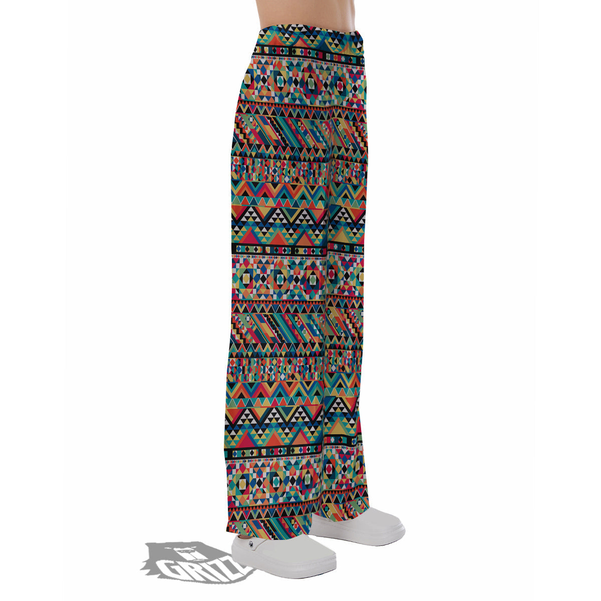 Geometric Aztec Colorful Print Pattern Pajama Pants-grizzshop