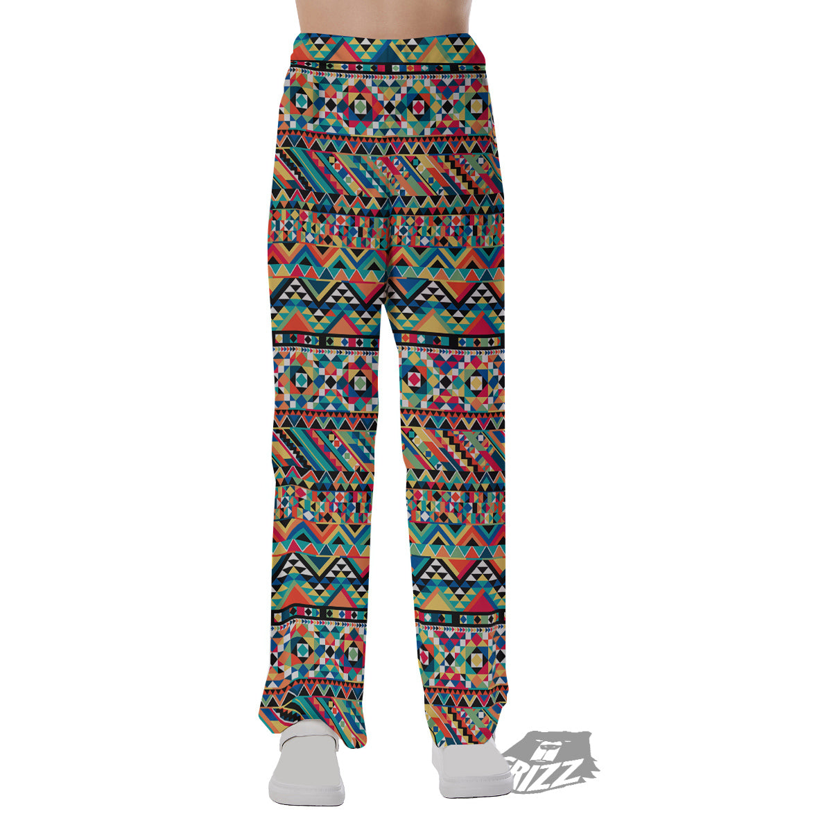 Geometric Aztec Colorful Print Pattern Pajama Pants-grizzshop