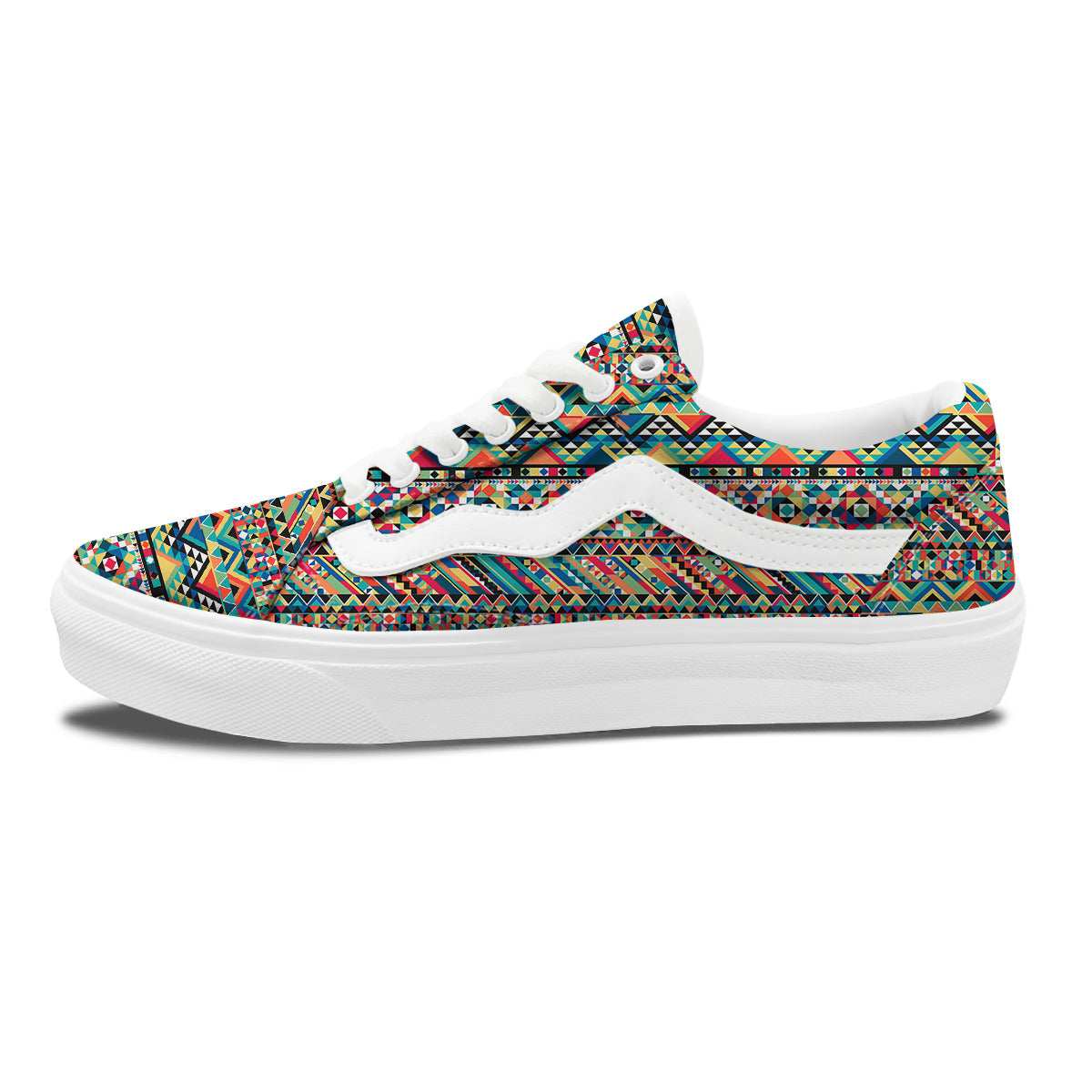 Geometric Aztec Colorful Print Pattern Skate Shoes-grizzshop