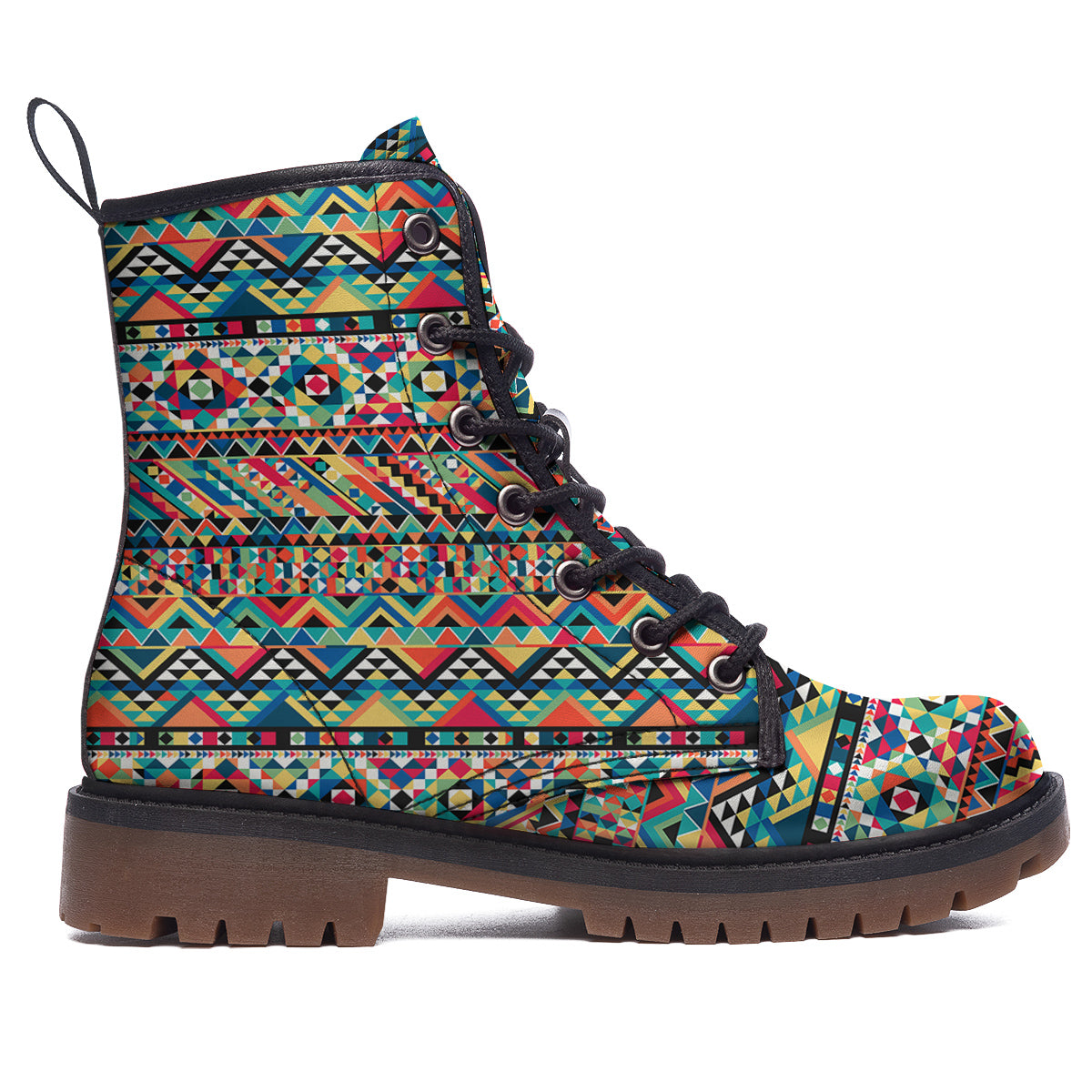 Geometric Aztec Colorful Print Pattern Work Boots-grizzshop