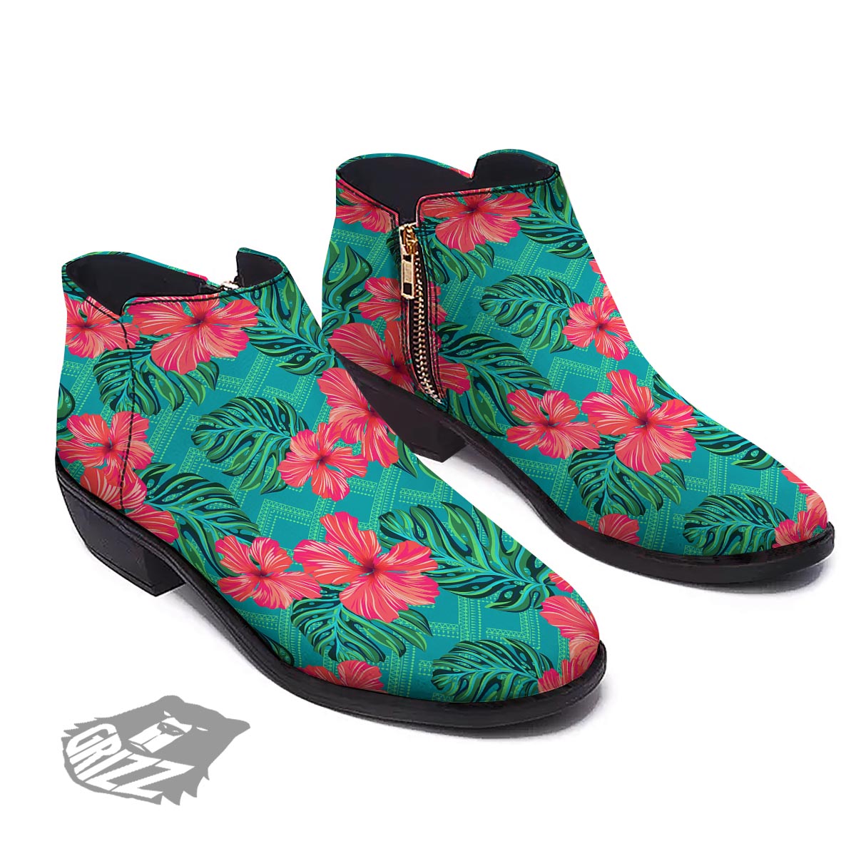 Geometric Aztec Tropical Print Pattern Ankle Boots-grizzshop