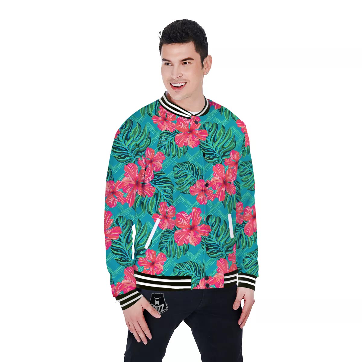 Geometric Aztec Tropical Print Pattern Baseball Jacket-grizzshop