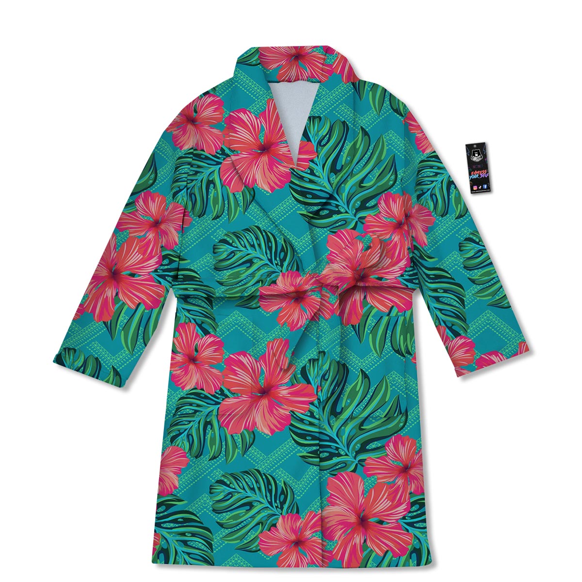Geometric Aztec Tropical Print Pattern Bathrobe-grizzshop