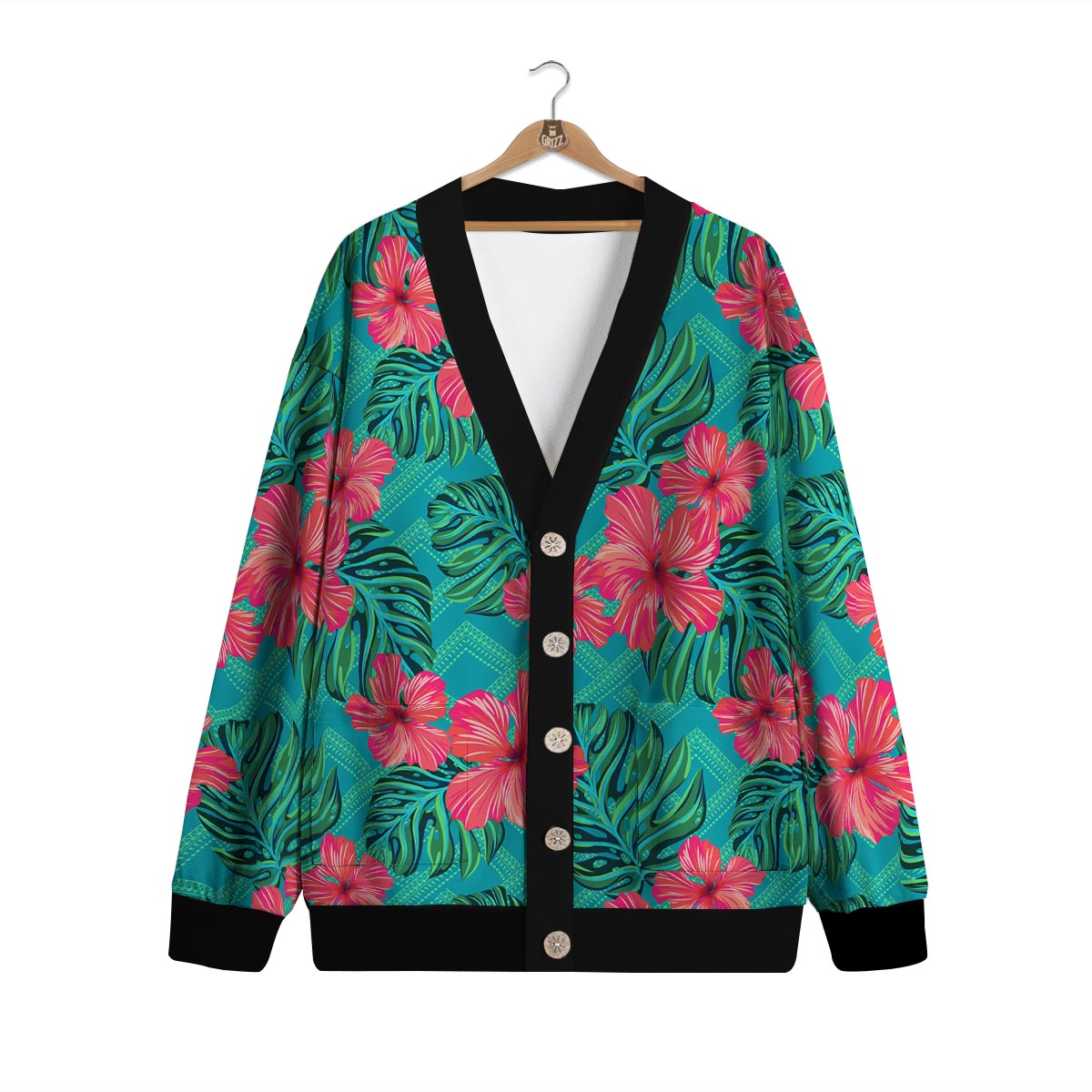Geometric Aztec Tropical Print Pattern Cardigan-grizzshop