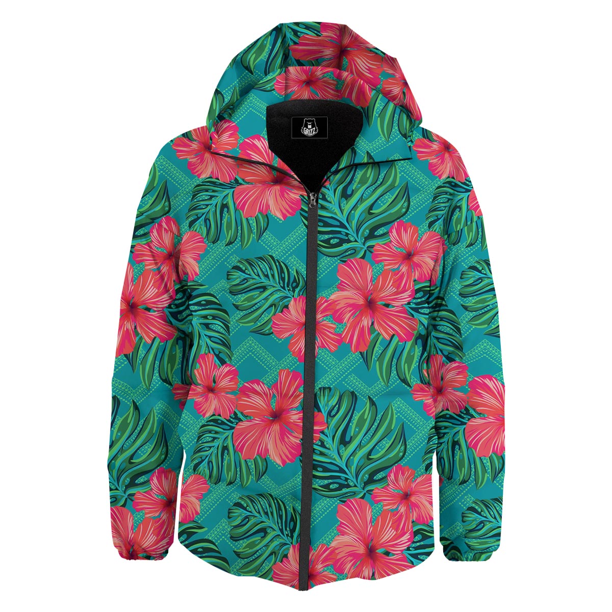 Geometric Aztec Tropical Print Pattern Down Jacket-grizzshop