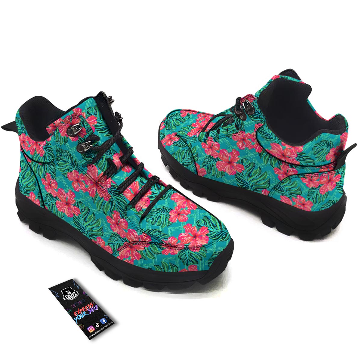 Geometric Aztec Tropical Print Pattern Hiking Shoes-grizzshop
