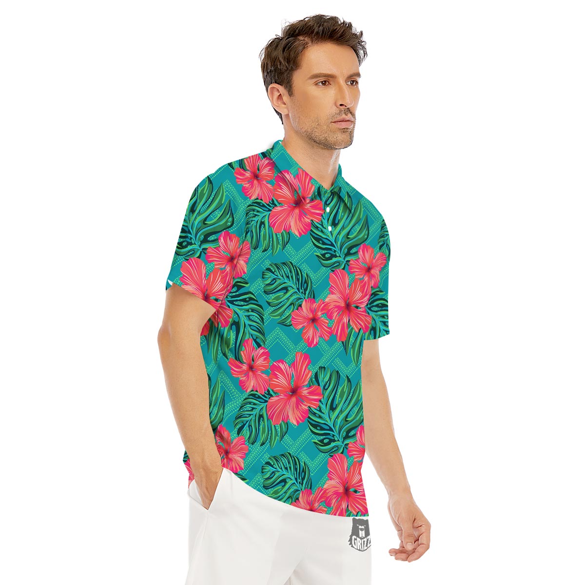 Geometric Aztec Tropical Print Pattern Men's Golf Shirts-grizzshop