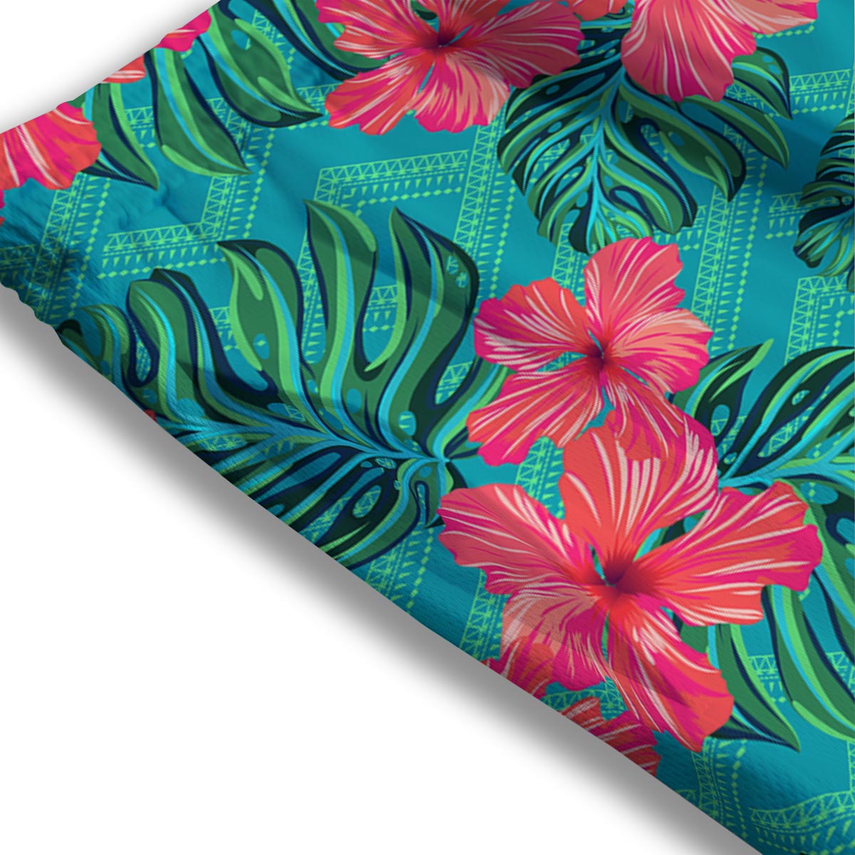Geometric Aztec Tropical Print Pattern Mesh Shorts