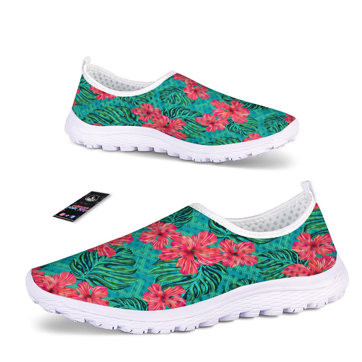 Geometric Aztec Tropical Print Pattern Nurse Shoes-grizzshop
