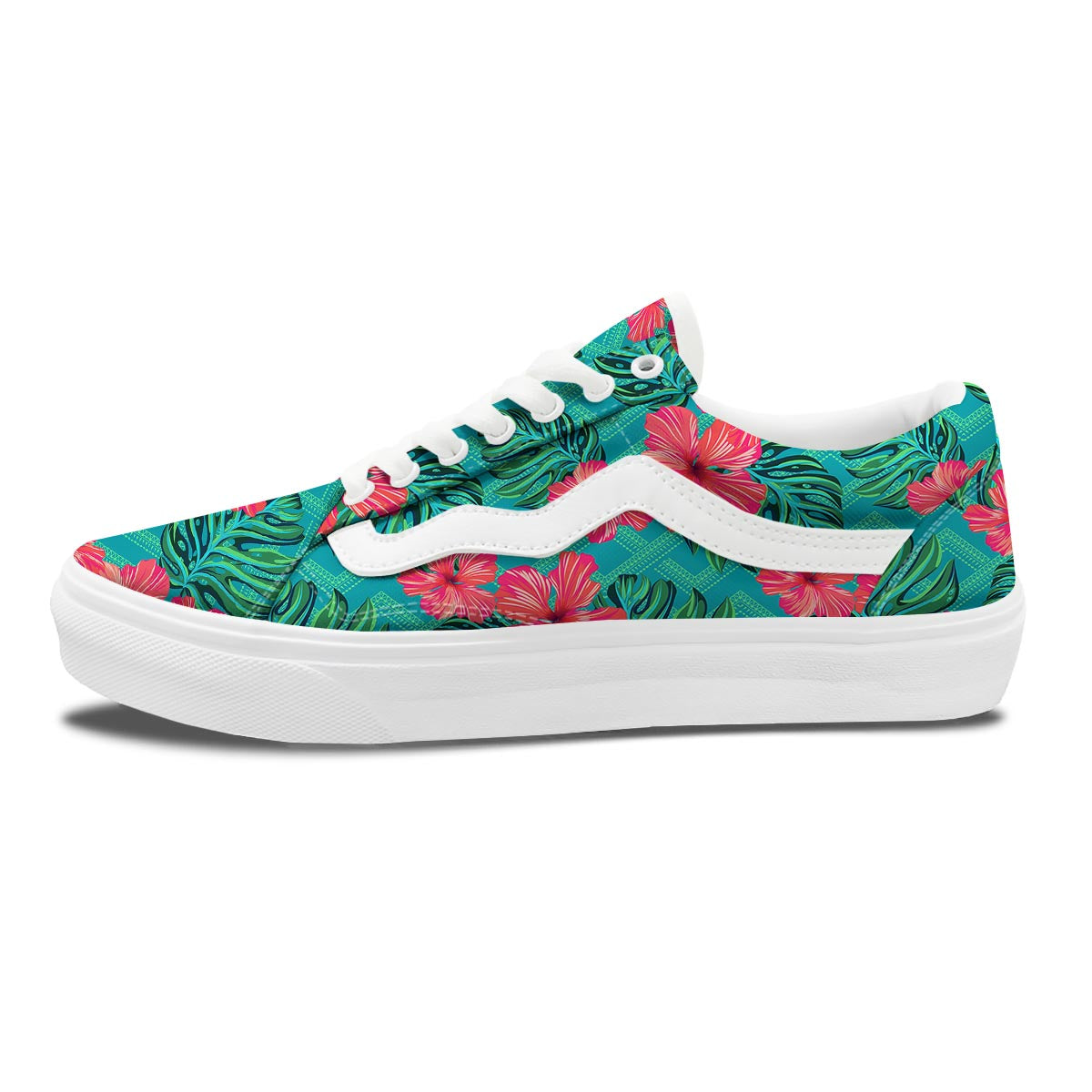 Geometric Aztec Tropical Print Pattern Skate Shoes-grizzshop