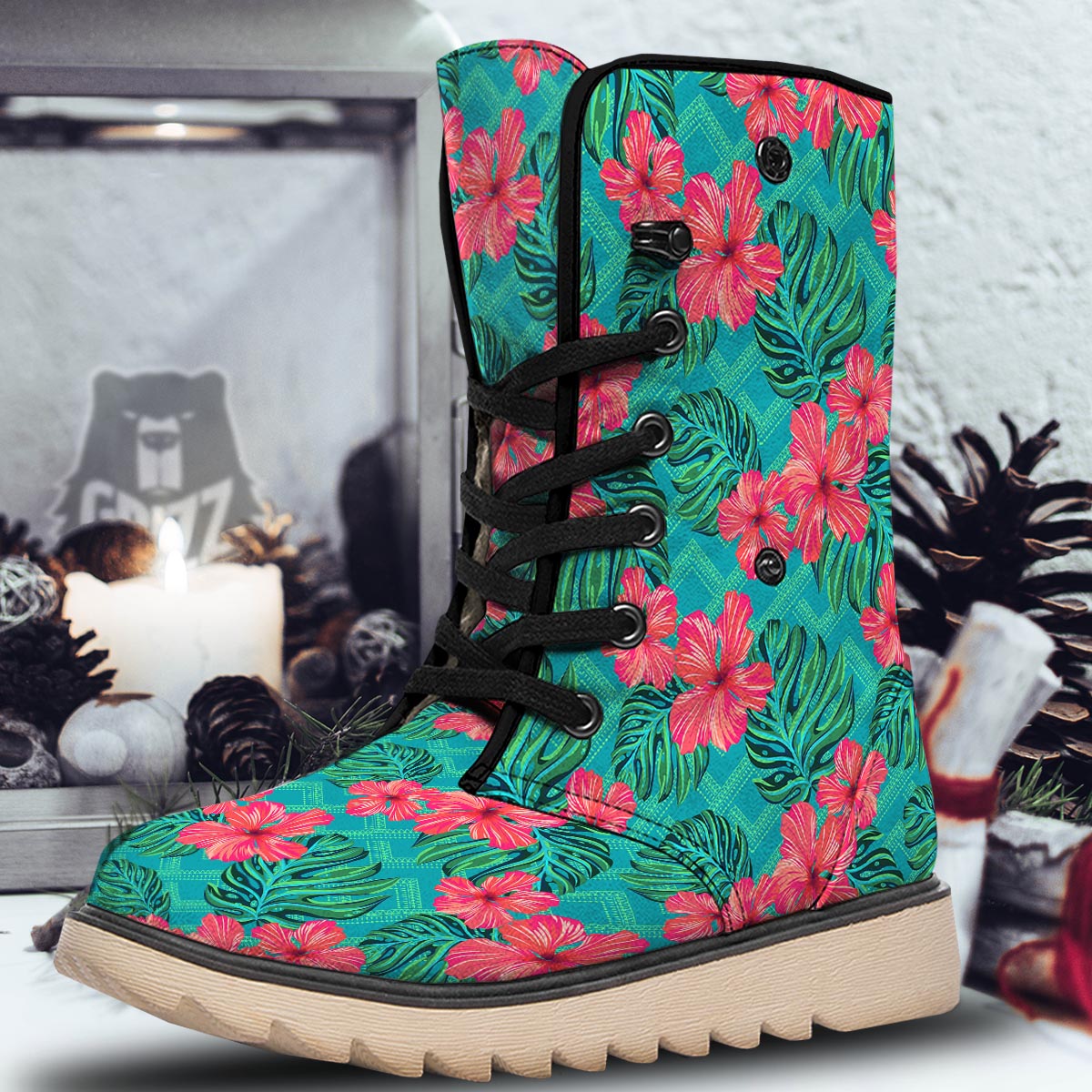 Geometric Aztec Tropical Print Pattern Snow Boots-grizzshop