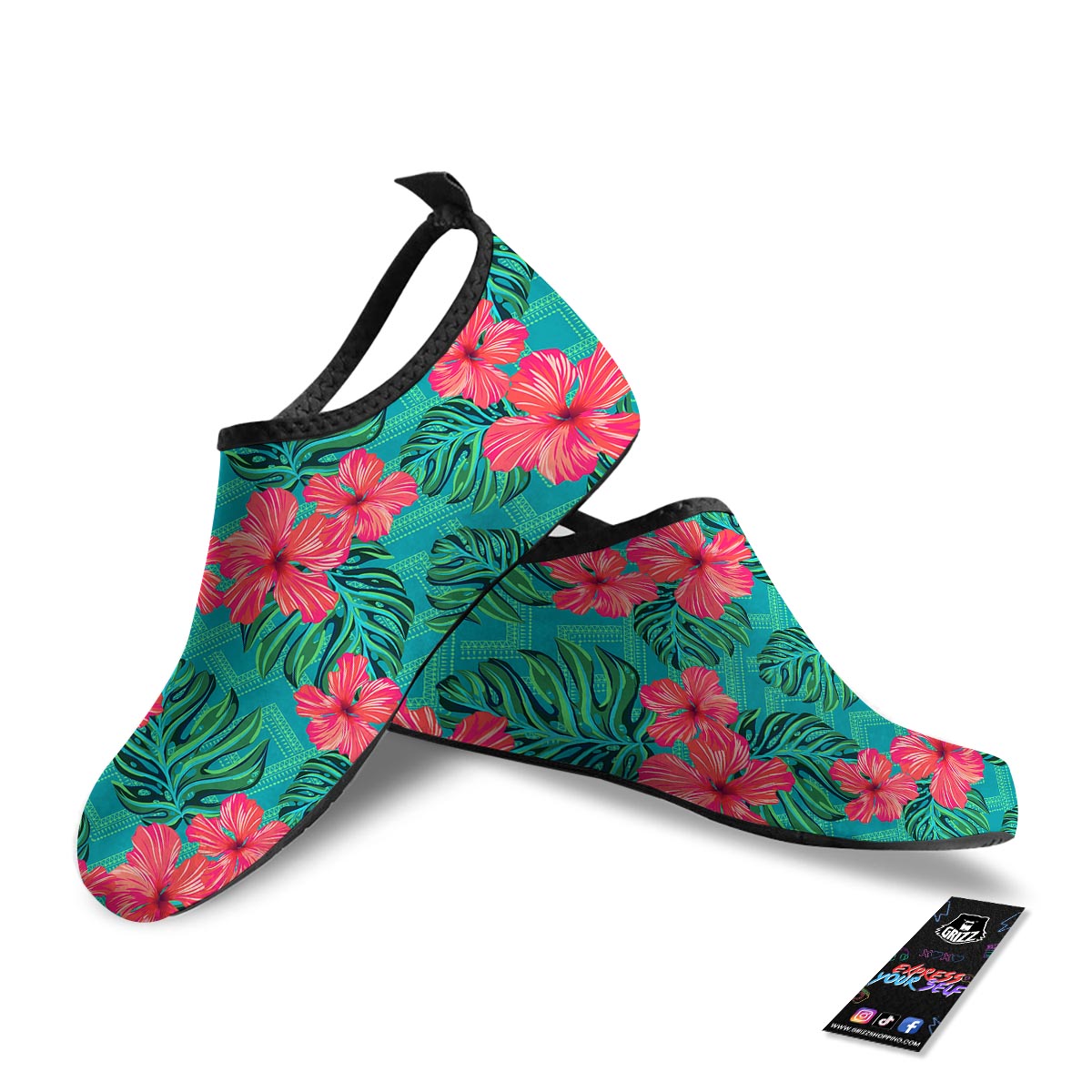 Geometric Aztec Tropical Print Pattern Water Shoes-grizzshop