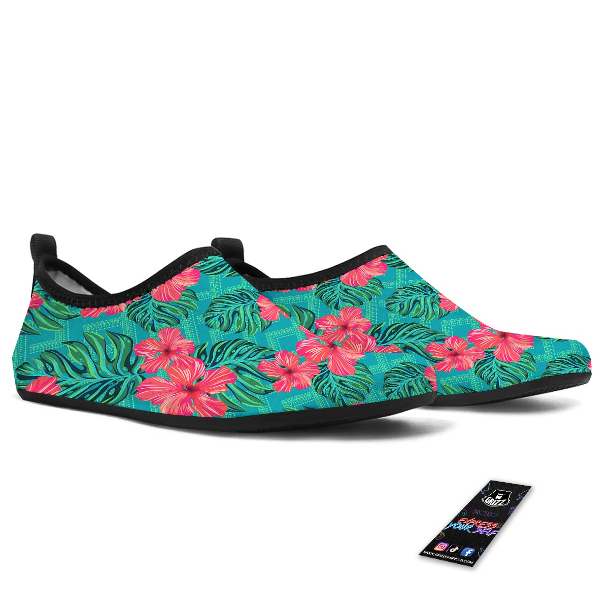 Geometric Aztec Tropical Print Pattern Water Shoes-grizzshop