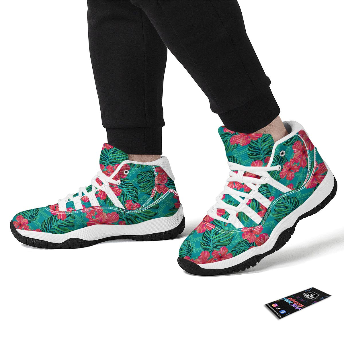 Geometric Aztec Tropical Print Pattern White Bball Shoes-grizzshop
