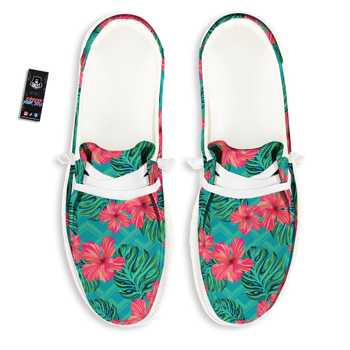 Geometric Aztec Tropical Print Pattern White Loafers-grizzshop