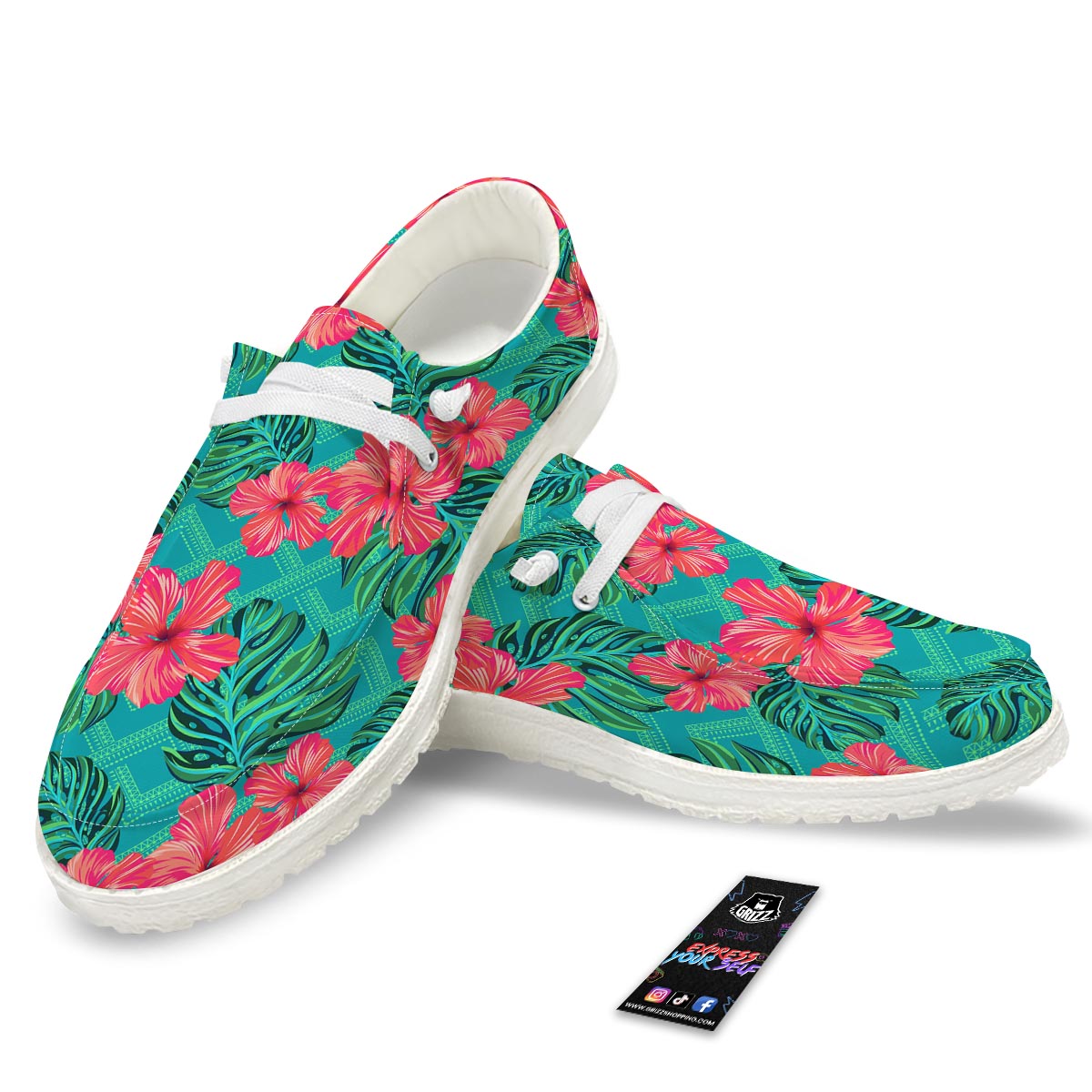 Geometric Aztec Tropical Print Pattern White Loafers-grizzshop