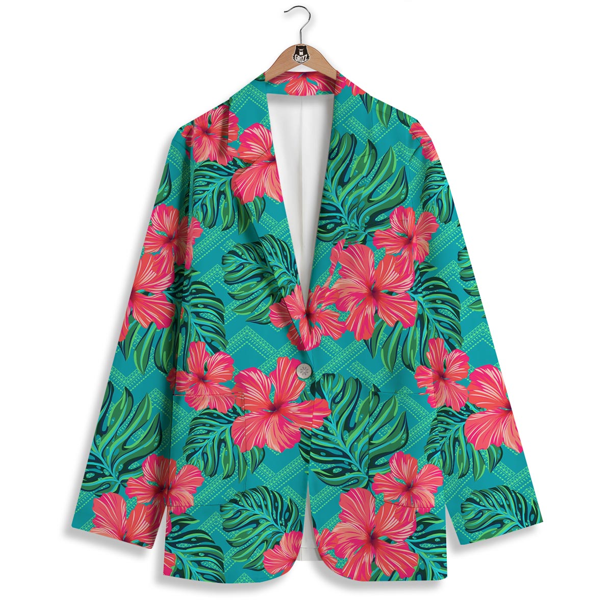 Geometric Aztec Tropical Print Pattern Women's Blazer-grizzshop