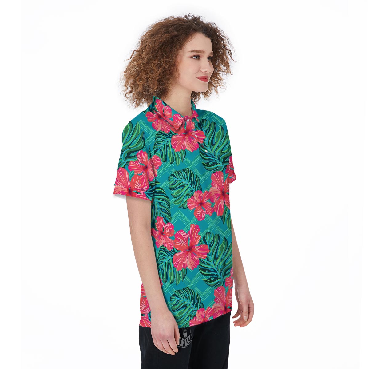 Geometric Aztec Tropical Print Pattern Women's Golf Shirts-grizzshop