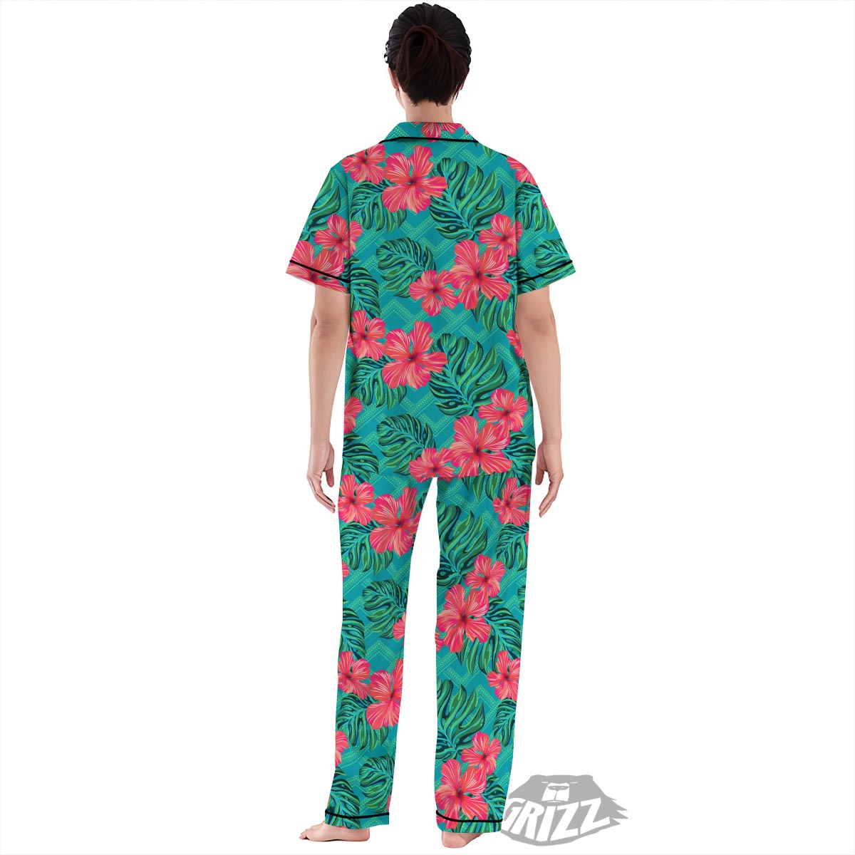 Geometric Aztec Tropical Print Pattern Women's Pajamas Set-grizzshop