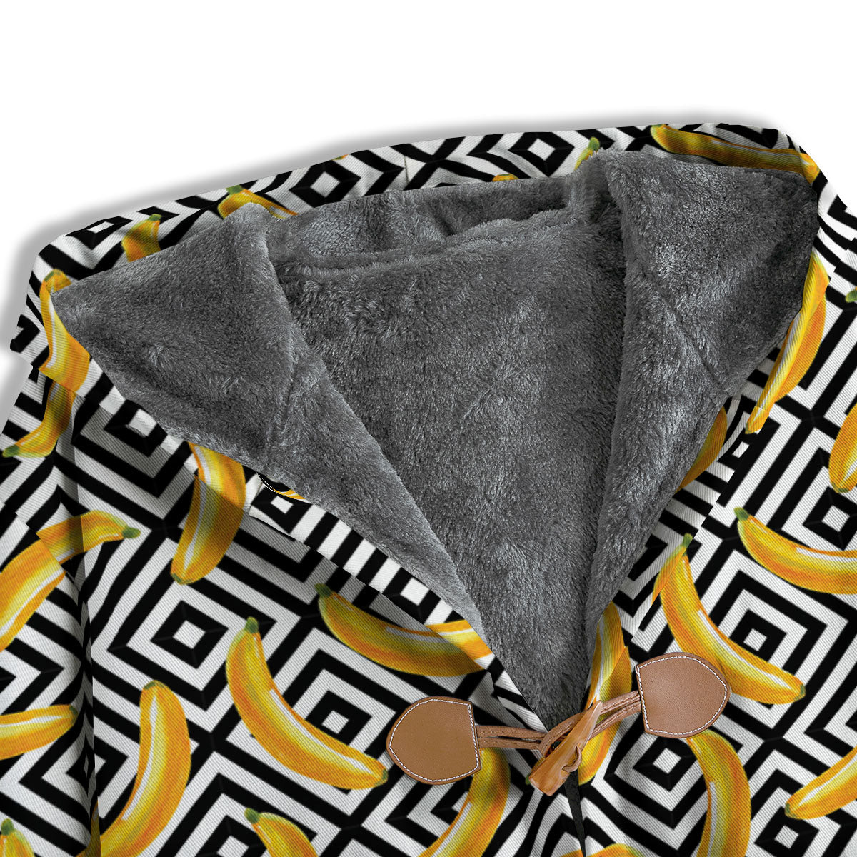 Geometric Banana White And Black Print Men's Windbreaker Jacket-grizzshop