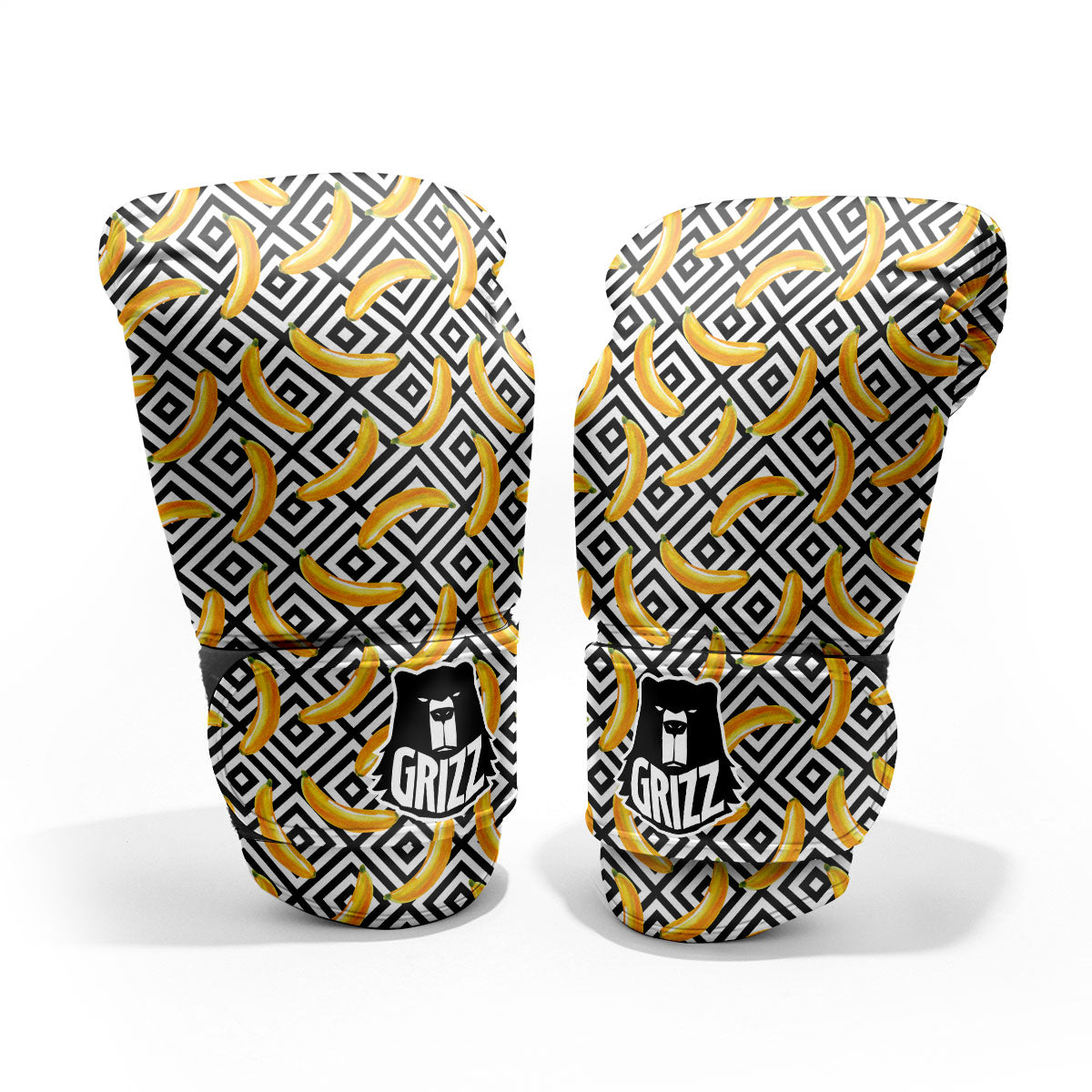 Geometric Banana White And Black Print Pro Boxing Glove