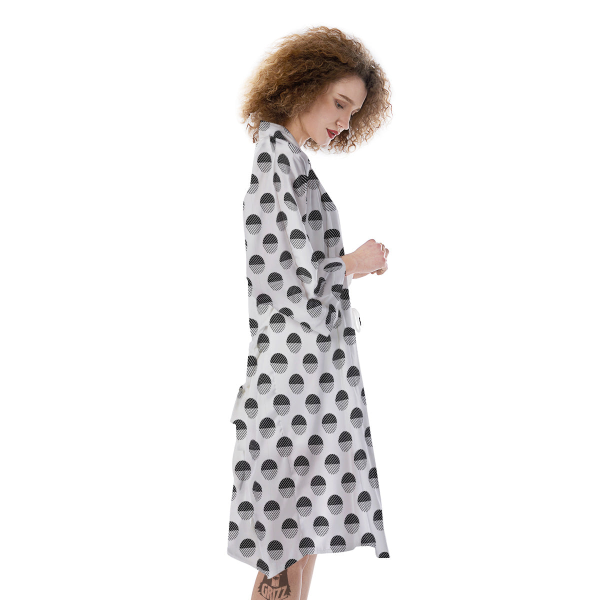 Geometric Black And White Polka Dots Print Pattern Kimono-grizzshop