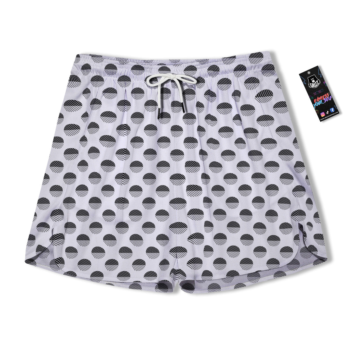 Geometric Black And White Polka Dots Print Pattern Men's Running Shorts-grizzshop