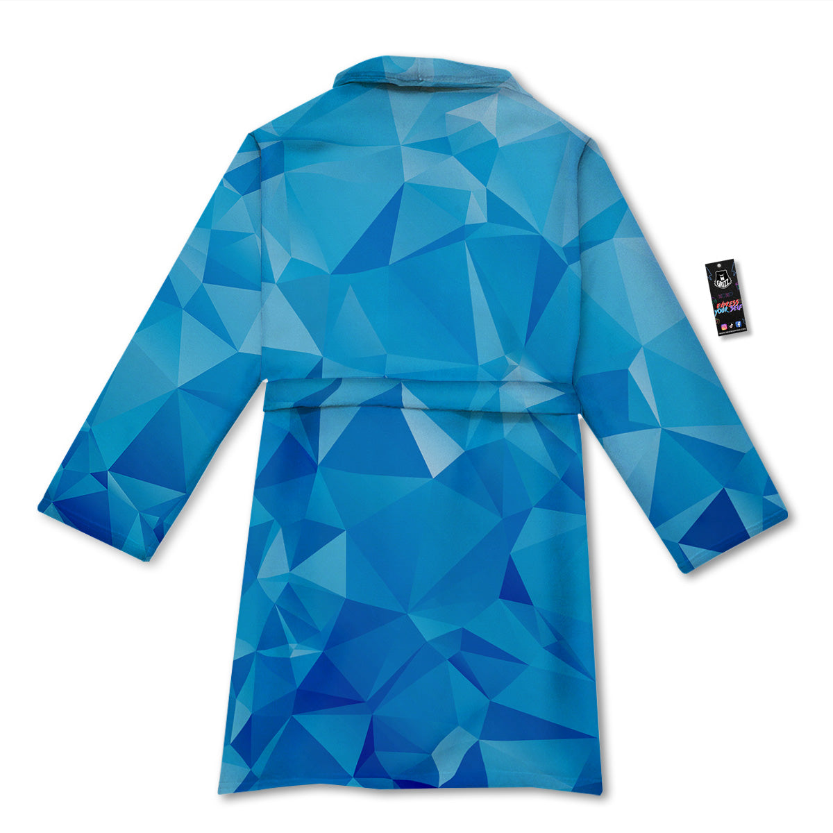 Geometric Blue Polygonal Print Bathrobe-grizzshop
