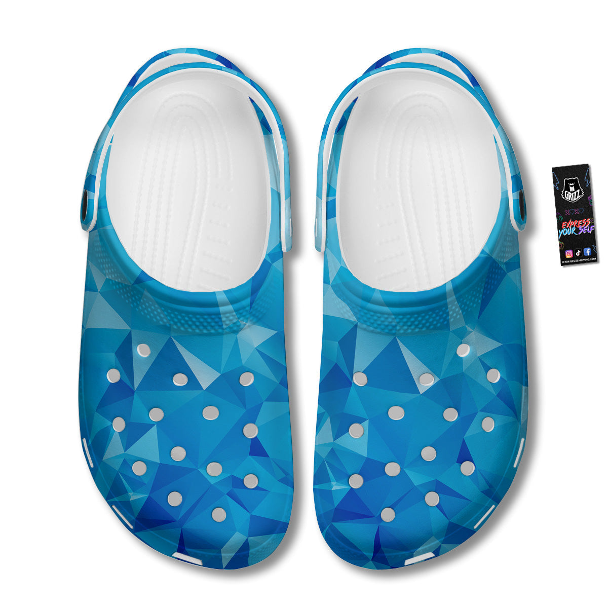 Geometric Blue Polygonal Print Clog-grizzshop