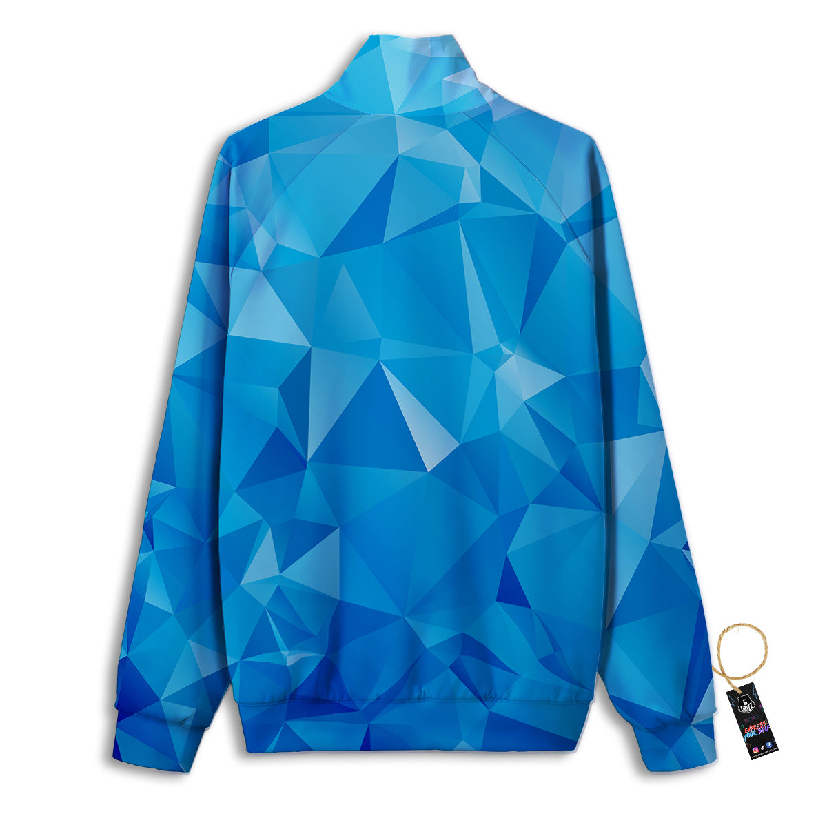Geometric Blue Polygonal Print Track Jacket-grizzshop